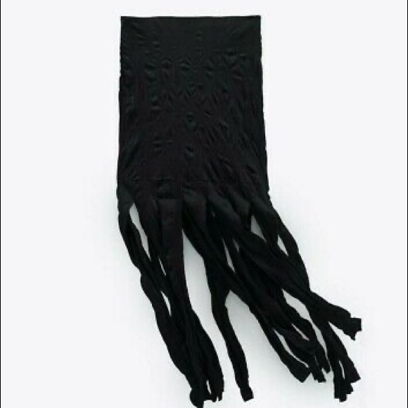 New Zara Wrinkled Effect Maxi Skirt with Fringing - Picture 7 of 7